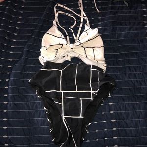 High waisted one piece swimsuit